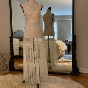 Cruise to Catalina Swiss dot maxi sheer Coverup